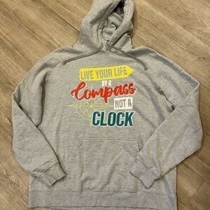 Port & Company Sweatshirt XL Grey Hoodie Live Your Life By A Compass Not A Clock